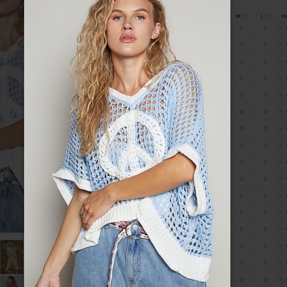 POL “ Barcelona” POL Open Knit Thin Summer Sweater with Peace detail BR36 - Picture 2 of 5